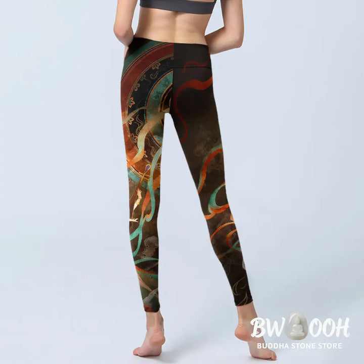 BWOOOH printed yoga leggings - Colorful Fairy Lute Ribbon Flower Circle