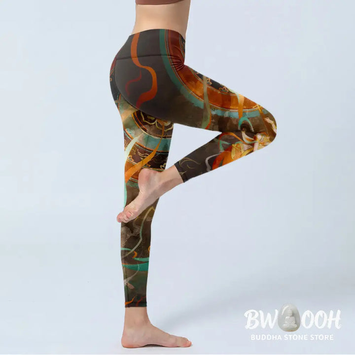 BWOOOH printed yoga leggings - Colorful Fairy Lute Ribbon Flower Circle