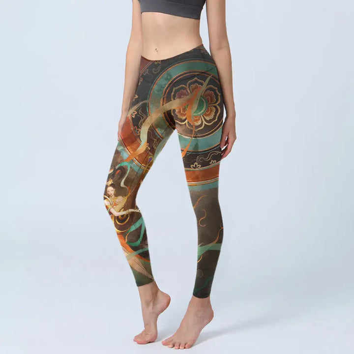 BWOOOH printed yoga leggings - Colorful Fairy Lute Ribbon Flower Circle