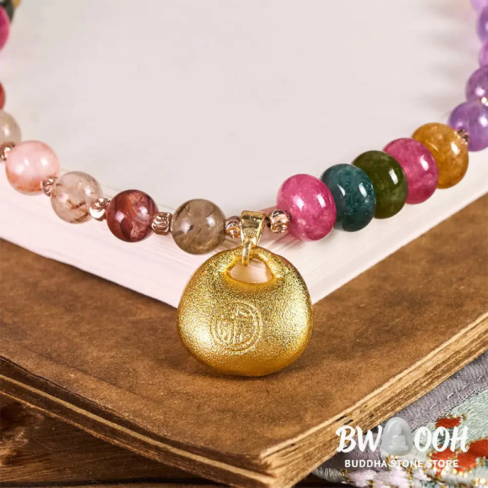 Buddha Stones Colorful Fu Character Amethyst Super Seven Crystal Key Chain Phone Hanging Decoration - Amethyst(Balance