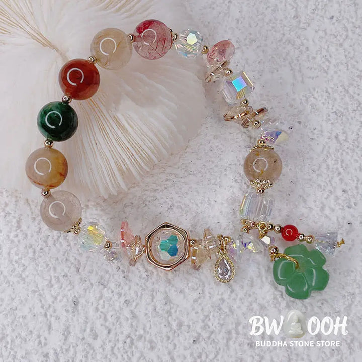 Buddha Stones Colorful Gemstone Green Aventurine Flower Bead Luck Bracelet - BWOOOH - Colorful Gemstone - Bracelet