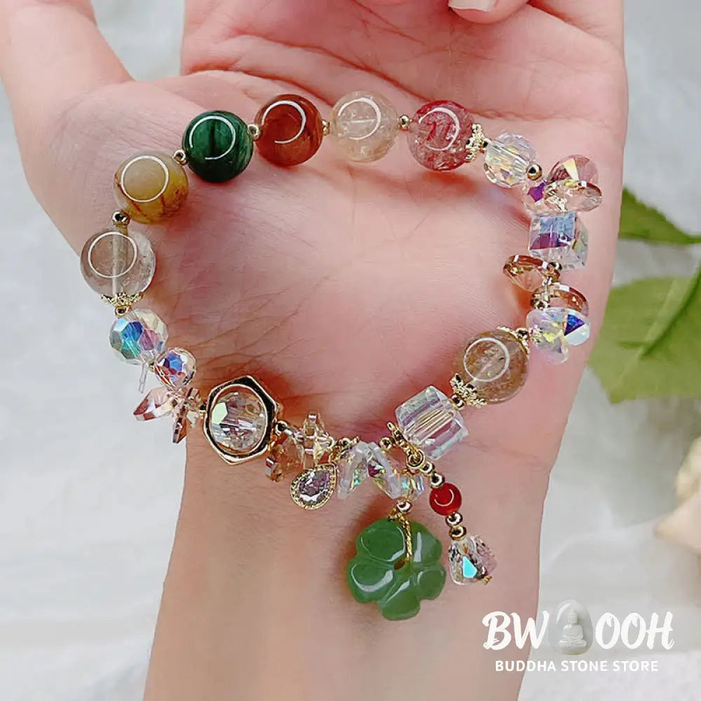 Buddha Stones Colorful Gemstone Green Aventurine Flower Bead Luck Bracelet - BWOOOH - Colorful Gemstone - Bracelet