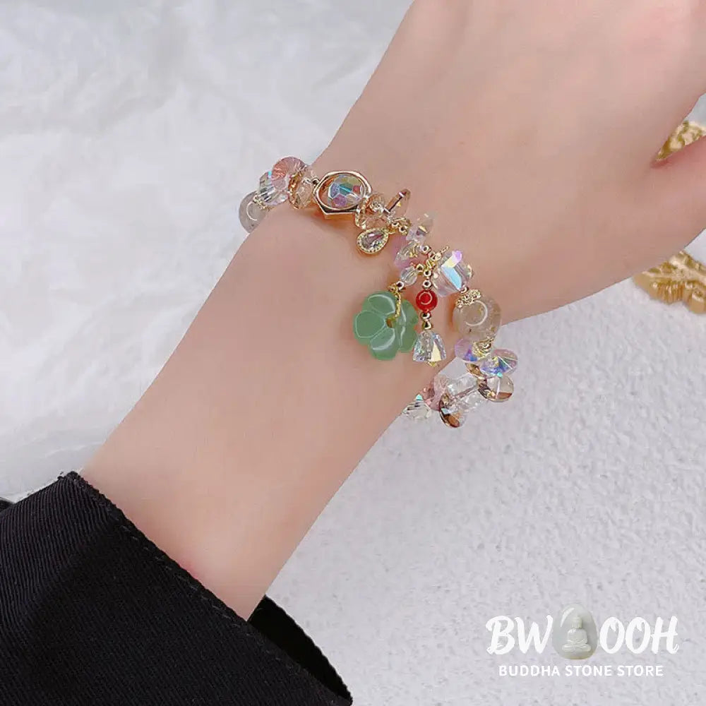 Buddha Stones Colorful Gemstone Green Aventurine Flower Bead Luck Bracelet - BWOOOH - Colorful Gemstone - Bracelet