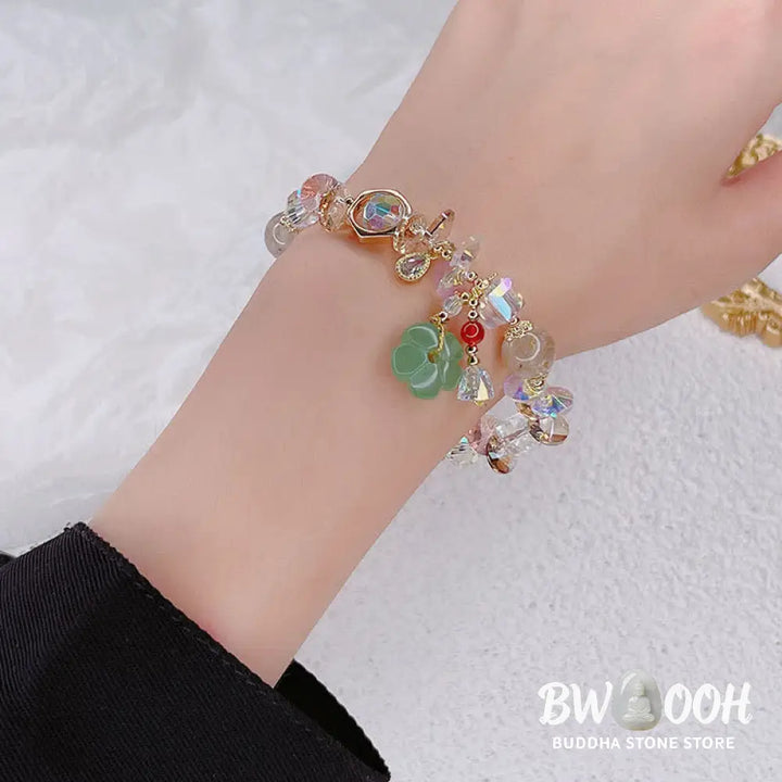 Buddha Stones Colorful Gemstone Green Aventurine Flower Bead Luck Bracelet - BWOOOH - Colorful Gemstone - Bracelet