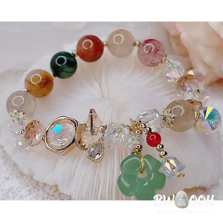 Buddha Stones Colorful Gemstone Green Aventurine Flower Bead Luck Bracelet - BWOOOH - Colorful Gemstone - Bracelet