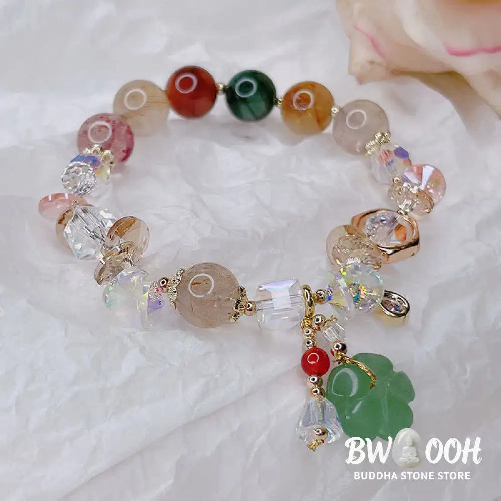 Buddha Stones Colorful Gemstone Green Aventurine Flower Bead Luck Bracelet - BWOOOH - Colorful Gemstone - Bracelet
