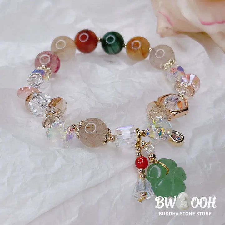 Buddha Stones Colorful Gemstone Green Aventurine Flower Bead Luck Bracelet - BWOOOH - Colorful Gemstone - Bracelet