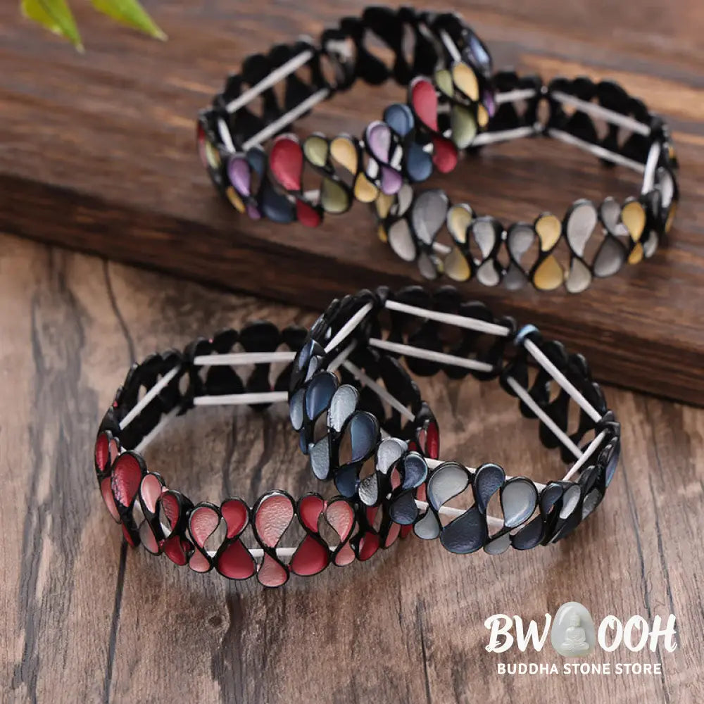 Buddha Stones Colorful Geometric Hollow 8-shaped Alloy Healing Elastic Bracelet Bangle - BWOOOH - Bracelet Bangle