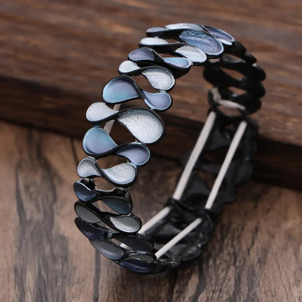 BWOOOH Colorful Geometric Hollow 8-shaped Alloy Healing Elastic Bracelet Bangle — natural stone crystal healing bracelet f...