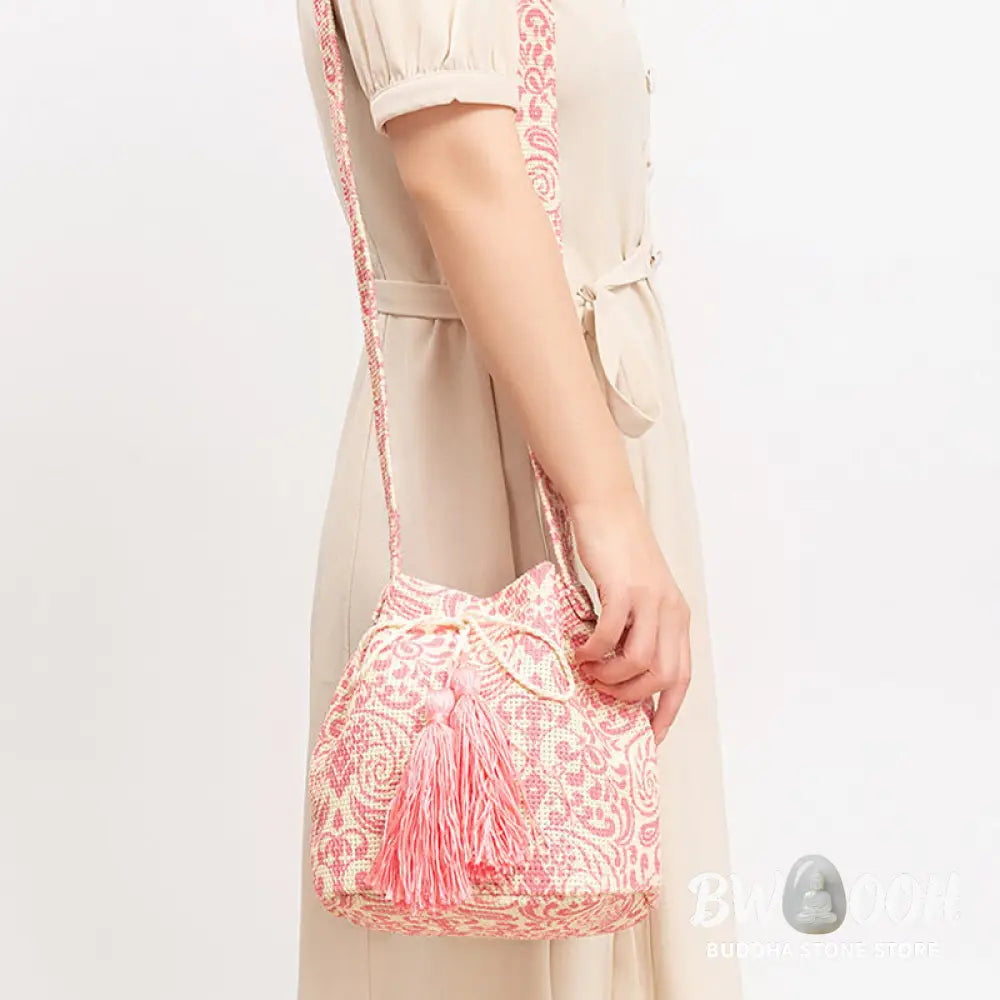 Buddha Stones Colorful Geometry Flowers Print Canvas Bucket Crossbody Bag Shoulder Bag - Crossbody Bag