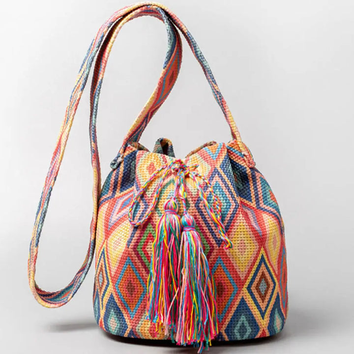 BWOOOH Colorful Geometry Flowers Print Canvas Bucket Cros