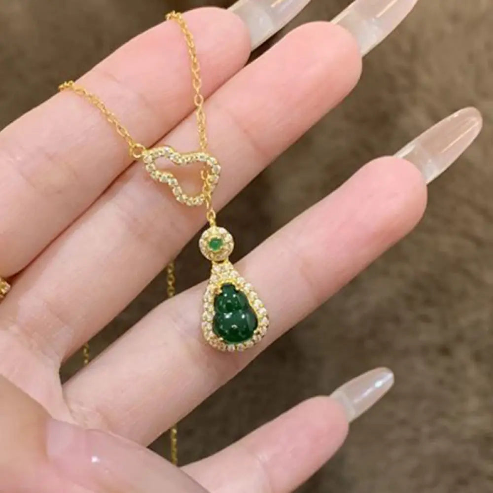 Buddha Stones Colorful Gourd Hollow Design Copper Balance Necklace Pendant - BWOOOH - Necklaces & Pendants