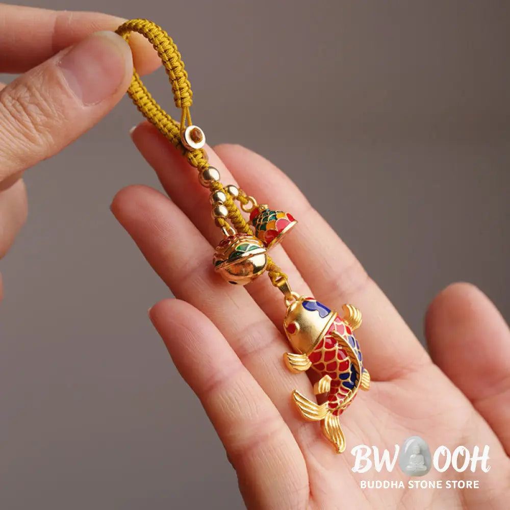 Buddha Stones Colorful Koi Fish Hollow Bell Wealth Luck Key Chain - Koi Fish(Luck♥Prosperity) - Key Chain