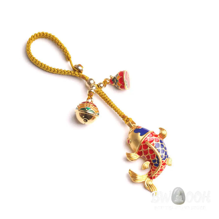 Buddha Stones Colorful Koi Fish Hollow Bell Wealth Luck Key Chain - Koi Fish(Luck♥Prosperity) - Key Chain