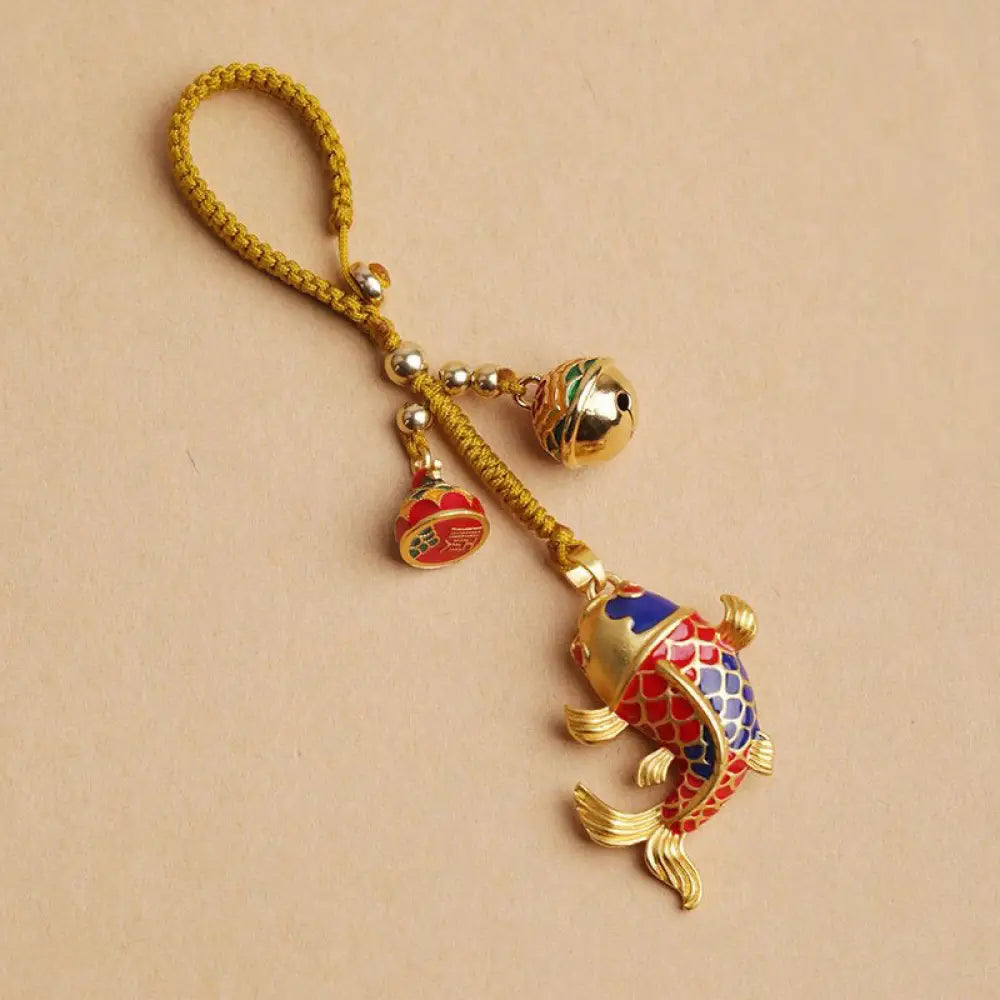 BWOOOH Colorful Koi Fish Hollow Bell Wealth Luck Key Chai