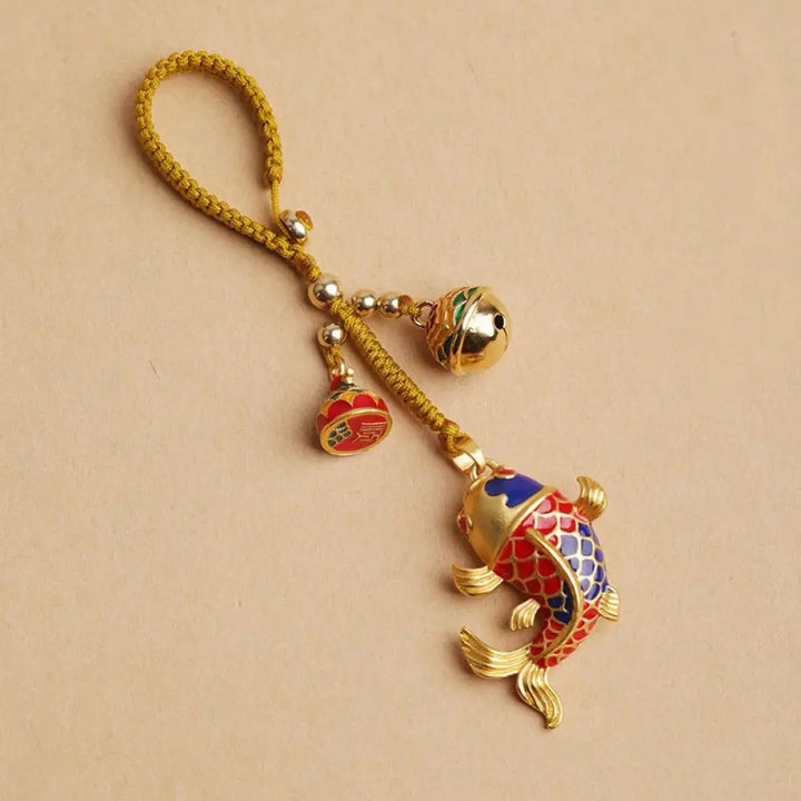 BWOOOH Colorful Koi Fish Hollow Bell Wealth Luck Key Chai