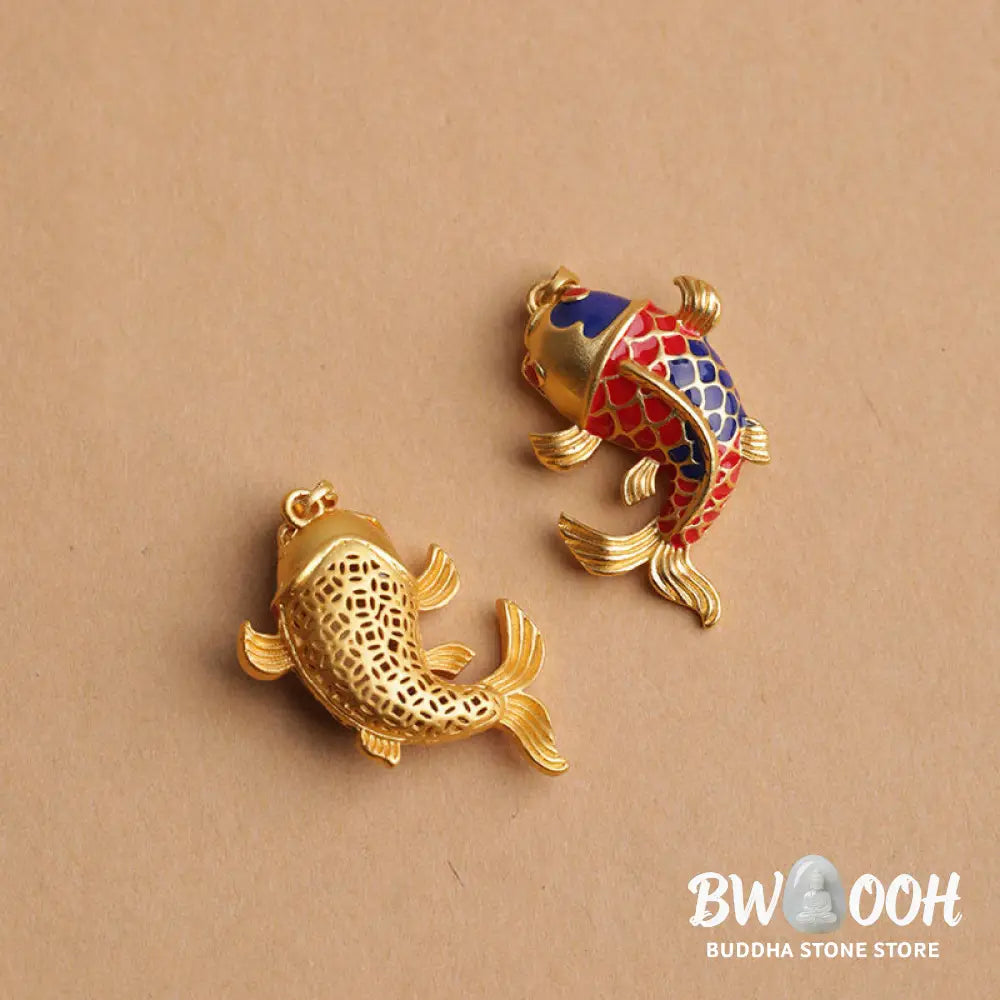 Buddha Stones Colorful Koi Fish Hollow Bell Wealth Luck Key Chain - Koi Fish(Luck♥Prosperity) - Key Chain
