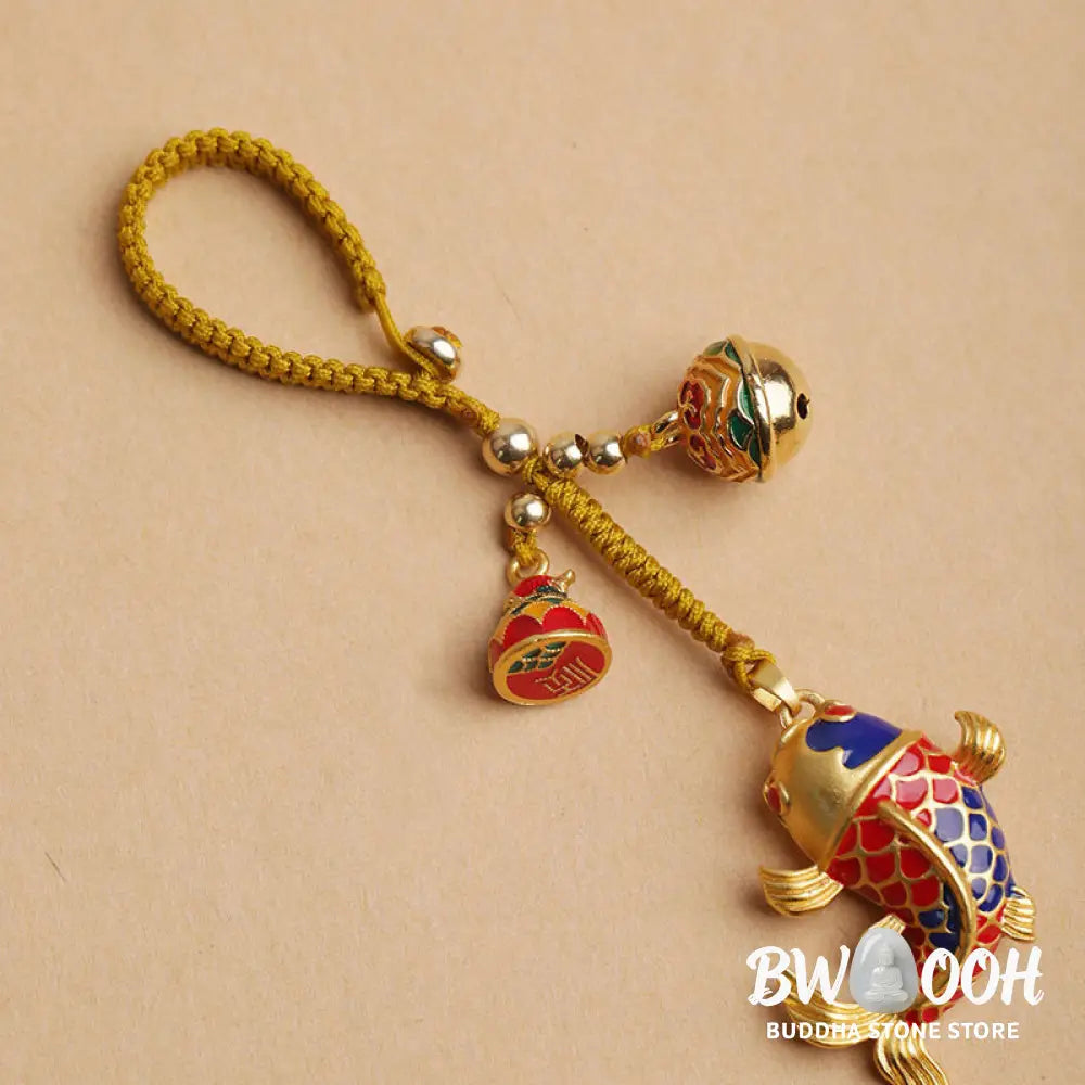 Buddha Stones Colorful Koi Fish Hollow Bell Wealth Luck Key Chain - Koi Fish(Luck♥Prosperity) - Key Chain
