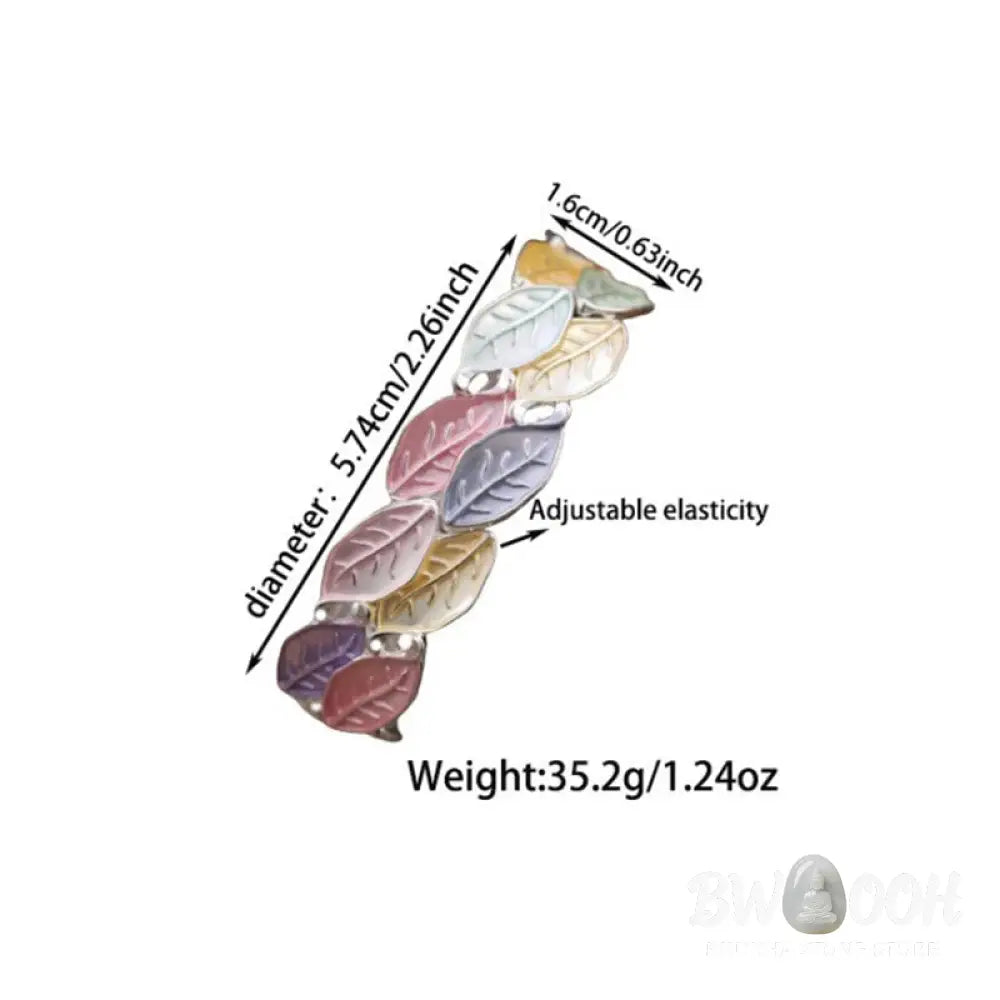 Buddha Stones Colorful Leaves Alloy Luck Elastic Bracelet Bangle - BWOOOH - 57mm - Bracelet Bangle