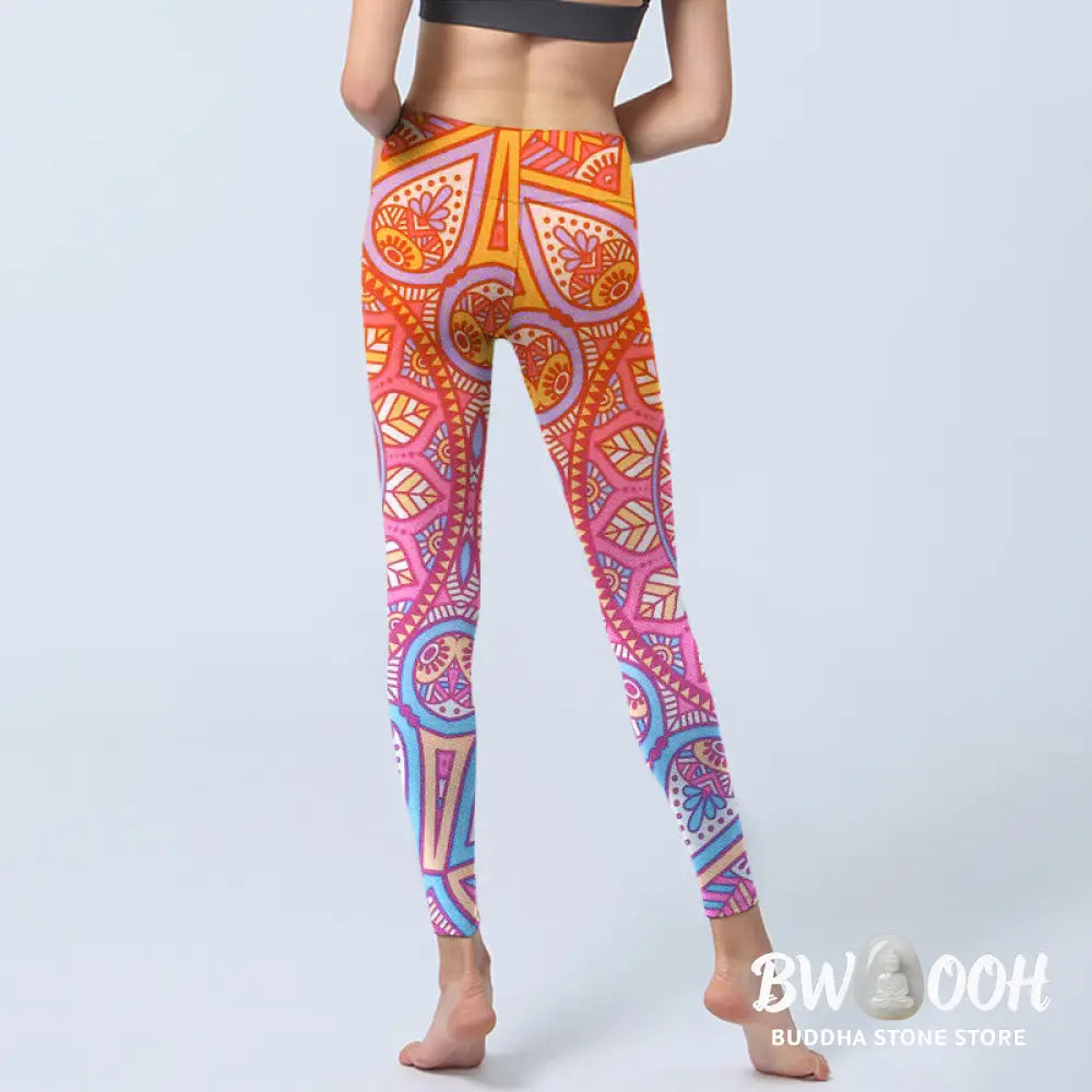 BWOOOH mandala print yoga leggings - Colorful Mandala Pattern Gym Leggings Wo