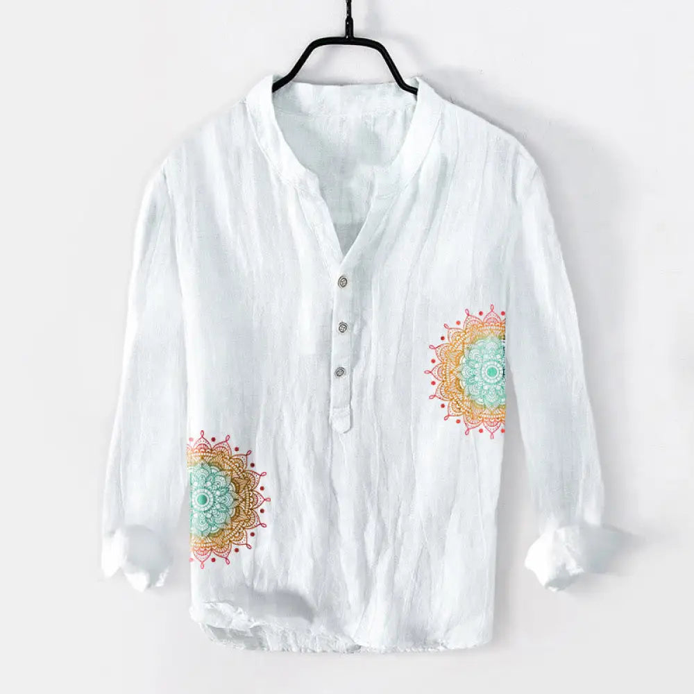 BWOOOH Colorful Mandala Pattern Half Buttons Men&