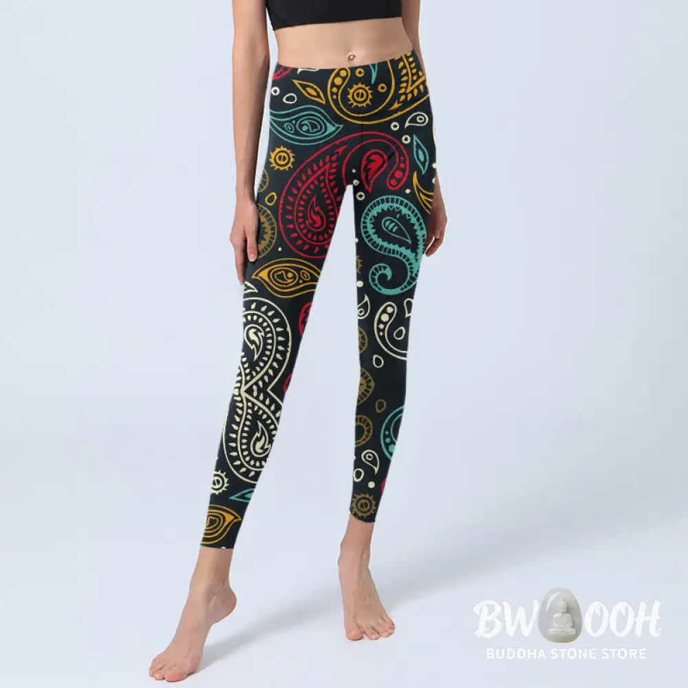 BWOOOH printed yoga leggings - Colorful Paisley Print Gym Leggings Wome
