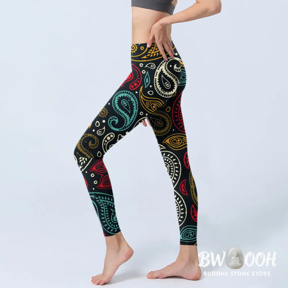 BWOOOH printed yoga leggings - Colorful Paisley Print Gym Leggings Wome