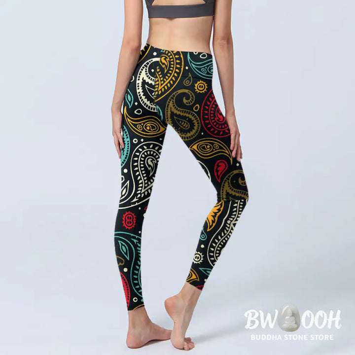 BWOOOH printed yoga leggings - Colorful Paisley Print Gym Leggings Wome