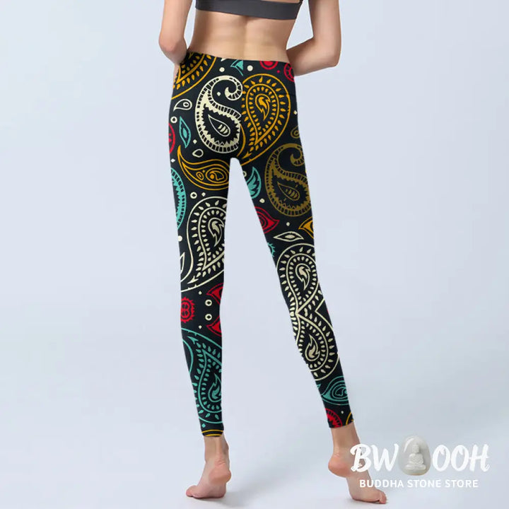 BWOOOH printed yoga leggings - Colorful Paisley Print Gym Leggings Wome