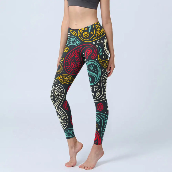 BWOOOH printed yoga leggings - Colorful Paisley Print Gym Leggings Wome