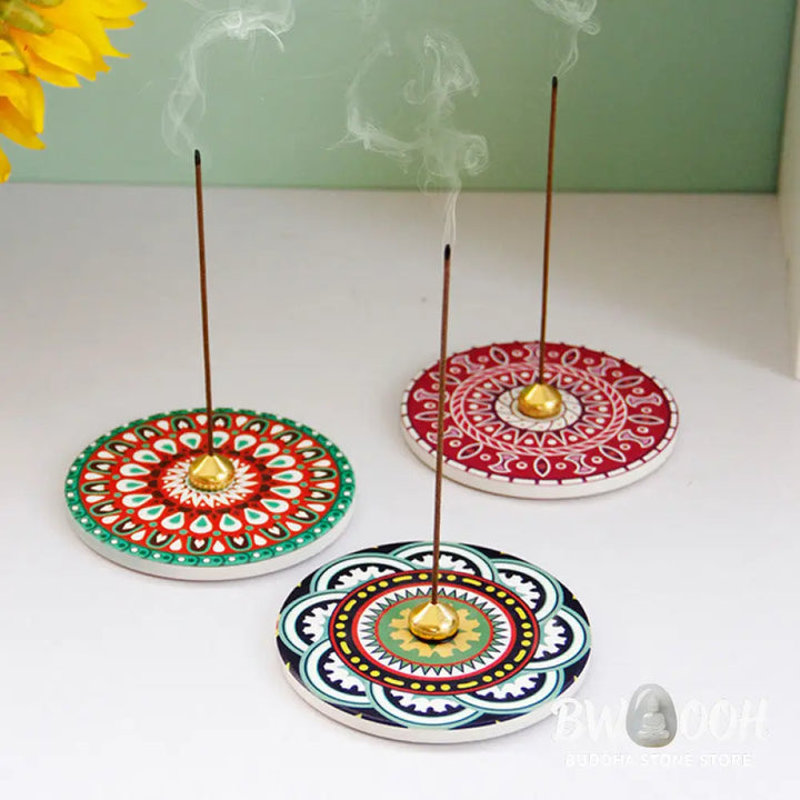BWOOOH Colorful Pattern Ceramic Blessing Stick Incense Burner - Incense Burner
