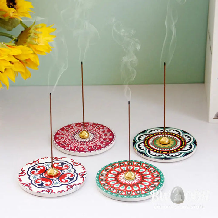 BWOOOH Colorful Pattern Ceramic Blessing Stick Incense Burner - Incense Burner