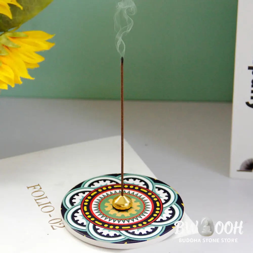 BWOOOH Colorful Pattern Ceramic Blessing Stick Incense Burner - Incense Burner