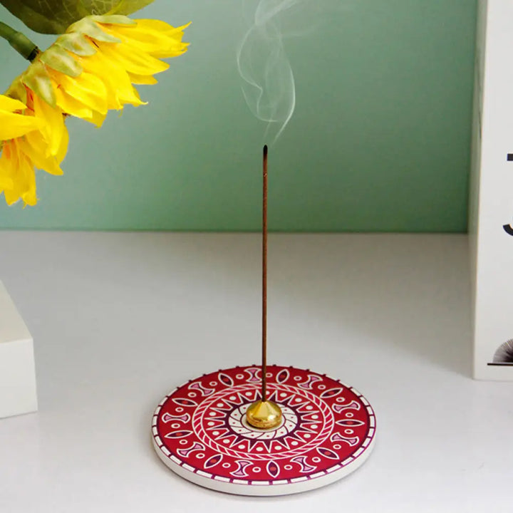 BWOOOH Colorful Pattern Ceramic Blessing Stick Incense Burner - Purple Pink - Incense Burner