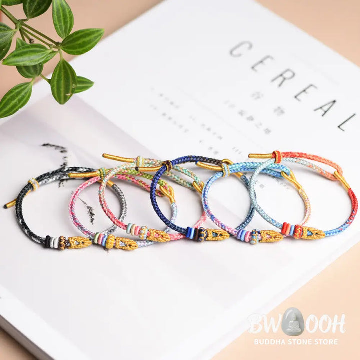 Buddha Stones Colorful Rope Eight Thread Peace Knot Luck Handmade Bracelet - BWOOOH - Bracelet