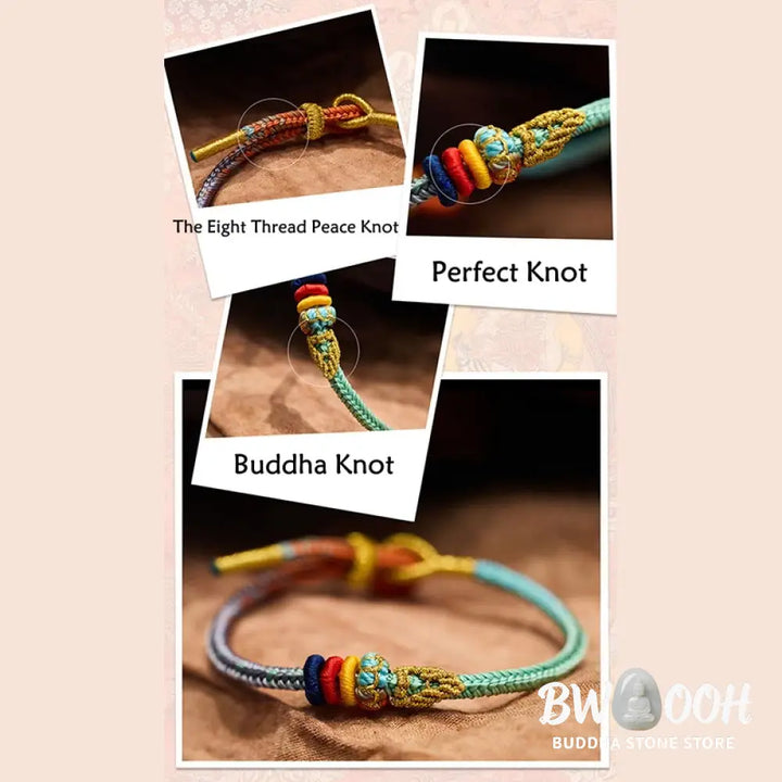 Buddha Stones Colorful Rope Eight Thread Peace Knot Luck Handmade Bracelet - BWOOOH - Bracelet