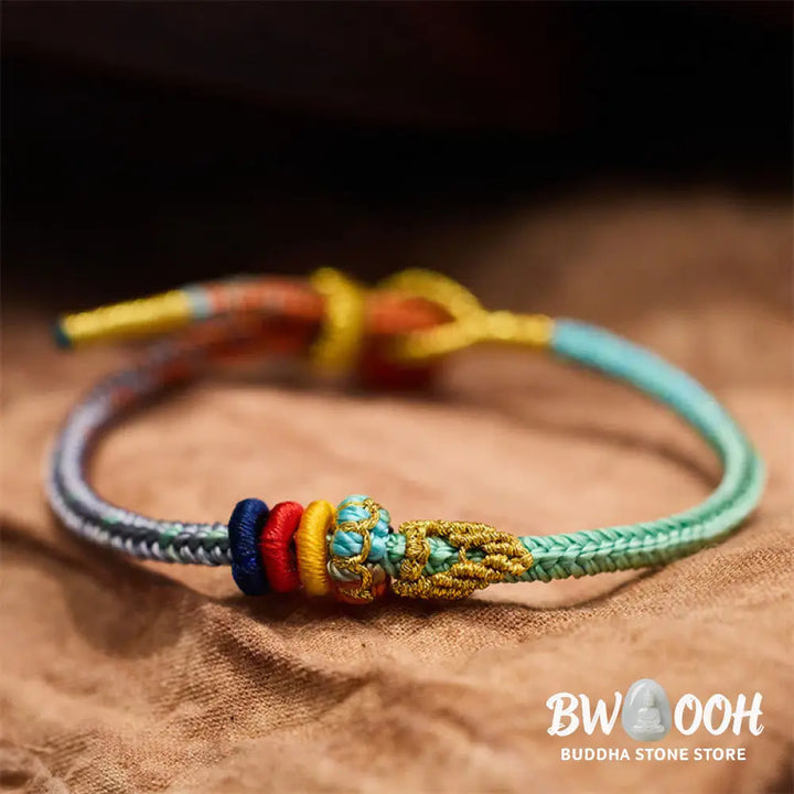 Buddha Stones Colorful Rope Eight Thread Peace Knot Luck Handmade Bracelet - BWOOOH - Bracelet