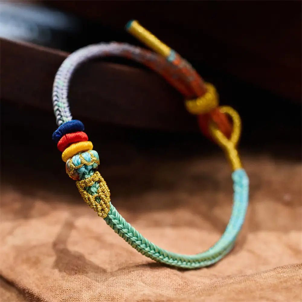 BWOOOH Colorful Rope Eight Thread Peace Knot Luck Handmade Bracelet - BWOOOH - Turquoise&Blue(Wrist
