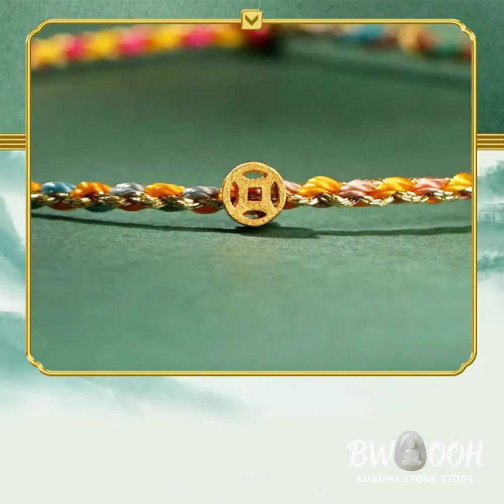 Buddha Stones Colorful Rope Luck Coin Bead Abundance Extra Thin Braided Bracelet - BWOOOH - Bracelet