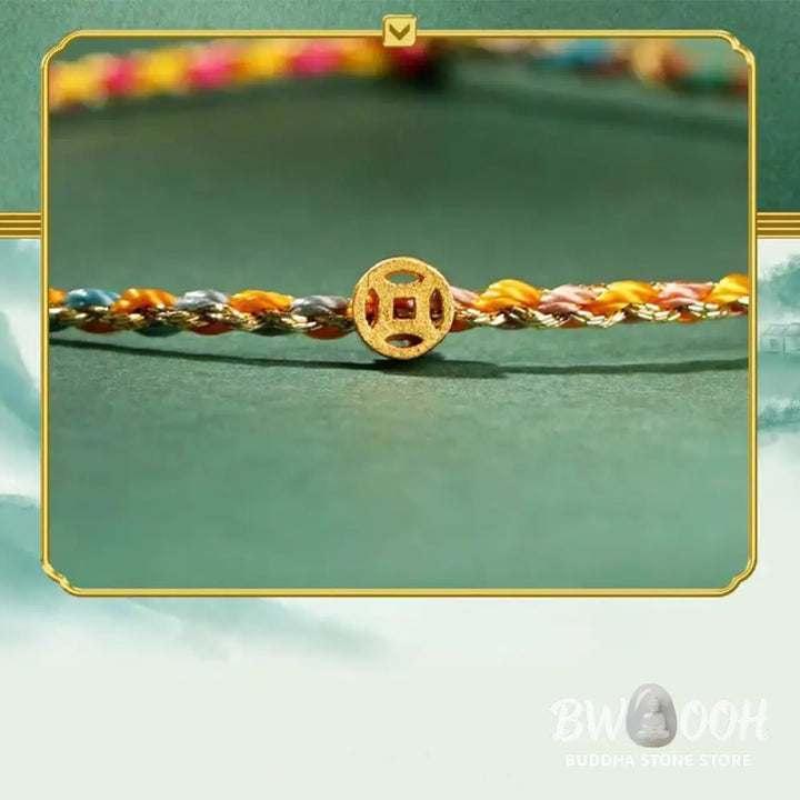 Buddha Stones Colorful Rope Luck Coin Bead Abundance Extra Thin Braided Bracelet - BWOOOH - Bracelet