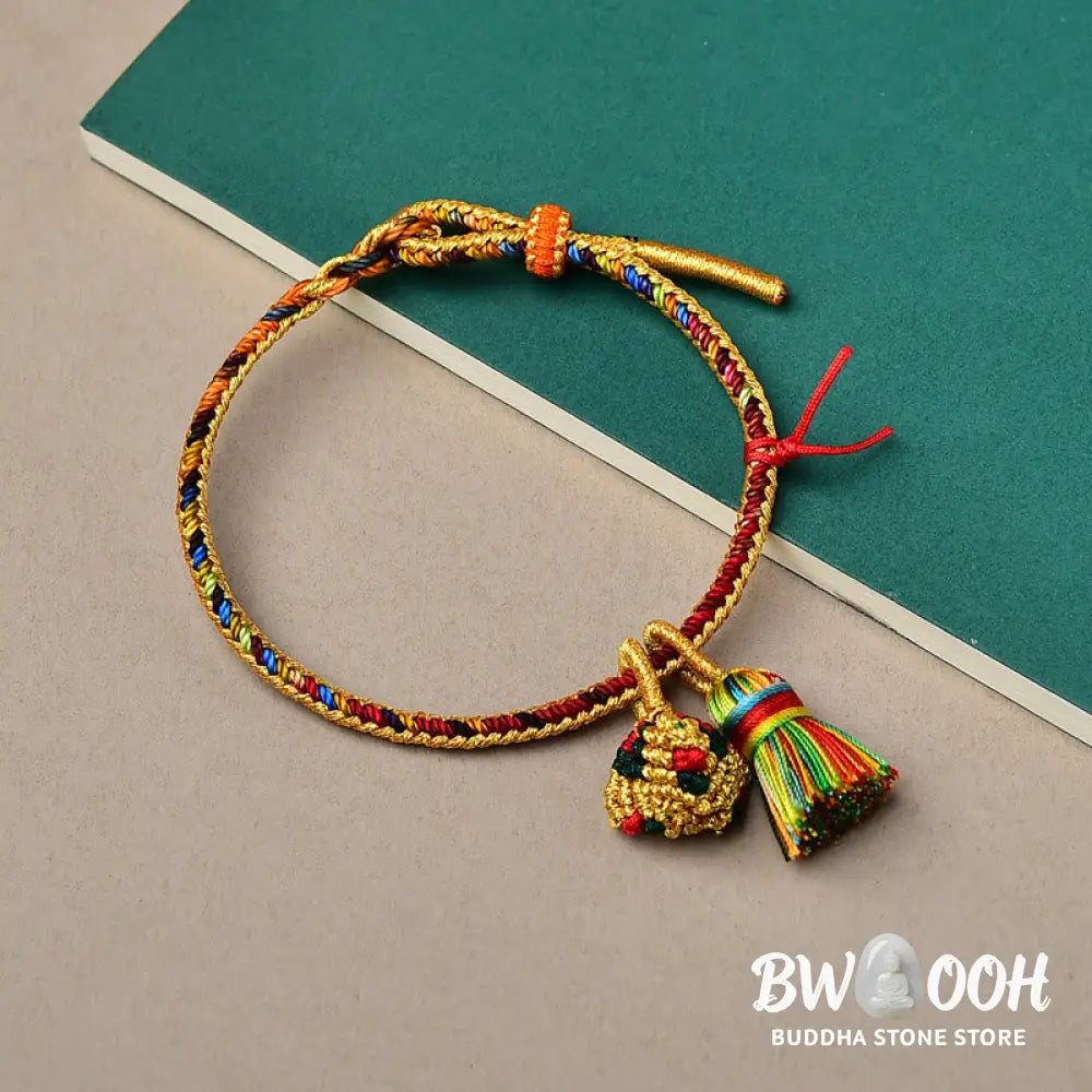 BWOOOH Colorful Rope Luck Handmade Zongzi Golden Ball Charm Bracelet - Colorful Golden Zongzi Broom&Red String