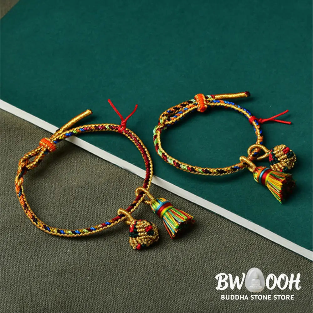 BWOOOH Colorful Rope Luck Handmade Zongzi Golden Ball Charm Bracelet - Colorful Golden Zongzi Broom&amp;Red String