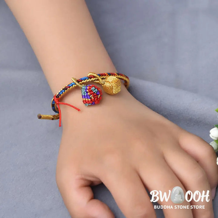 BWOOOH Colorful Rope Luck Handmade Zongzi Golden Ball Charm Bracelet - Colorful Golden Zongzi Broom&amp;Red String