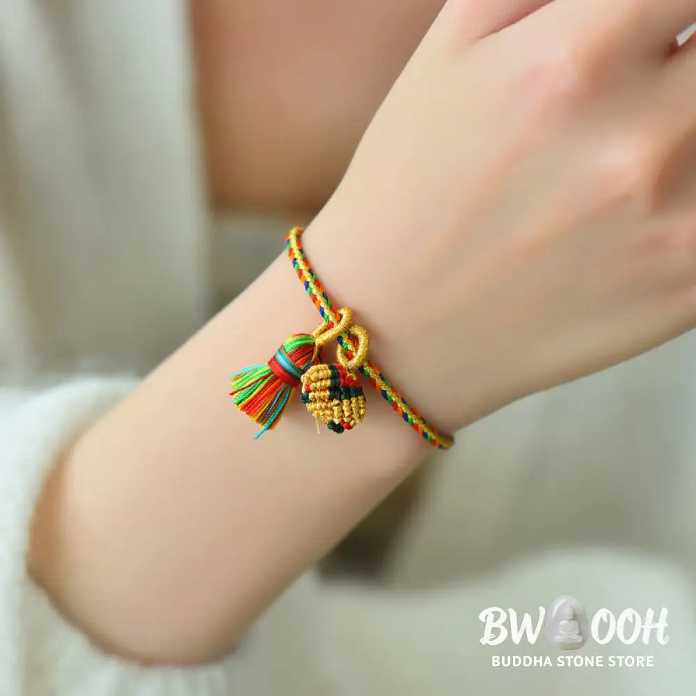 BWOOOH Colorful Rope Luck Handmade Zongzi Golden Ball Charm Bracelet - Colorful Golden Zongzi Broom&amp;Red String