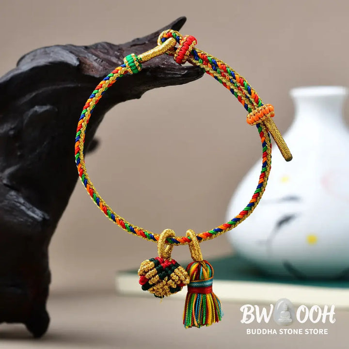 BWOOOH Colorful Rope Luck Handmade Zongzi Golden Ball Charm Bracelet - Colorful Golden Zongzi Broom&amp;Red String