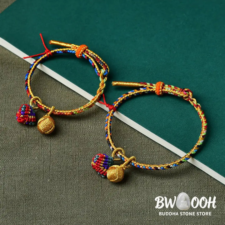 BWOOOH Colorful Rope Luck Handmade Zongzi Golden Ball Charm Bracelet - Colorful Golden Zongzi Broom&amp;Red String