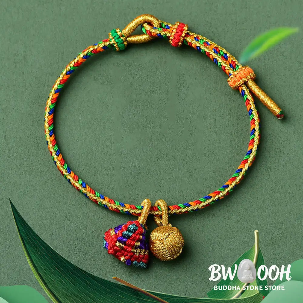 BWOOOH Colorful Rope Luck Handmade Zongzi Golden Ball Charm Bracelet - Colorful Golden Zongzi Broom&amp;Red String