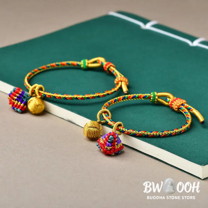 BWOOOH Colorful Rope Luck Handmade Zongzi Golden Ball Charm Bracelet - Colorful Golden Zongzi Broom&amp;Red String