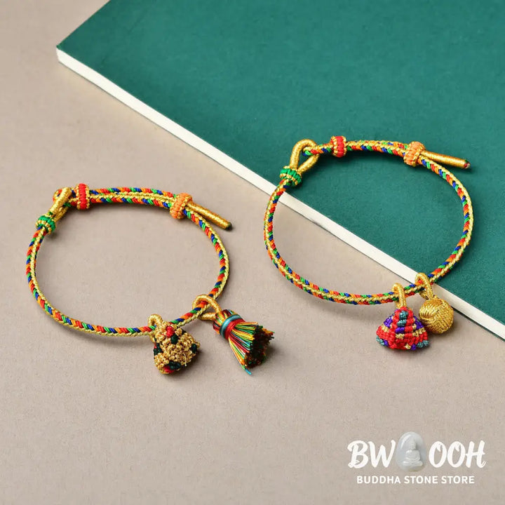 BWOOOH Colorful Rope Luck Handmade Zongzi Golden Ball Charm Bracelet - Colorful Golden Zongzi Broom&amp;Red String