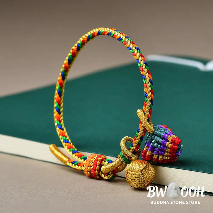 BWOOOH Colorful Rope Luck Handmade Zongzi Golden Ball Charm Bracelet - Colorful Golden Zongzi Broom&amp;Red String